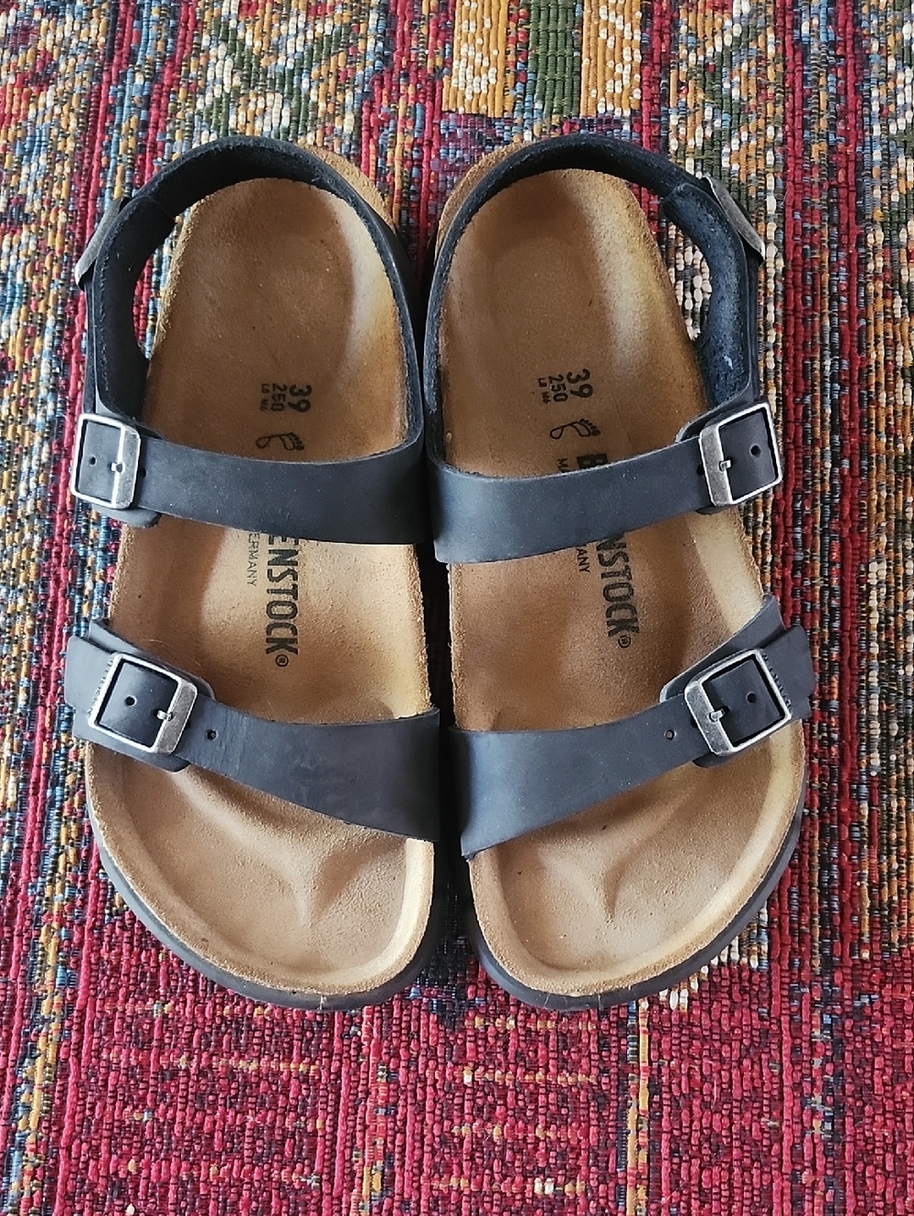 Birkenstock Sonora Oiled Leather Black Double-Strap Sandals with Buckles